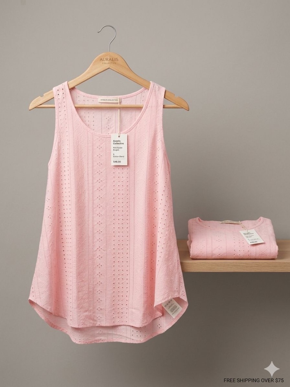 Women’s Pink Eyelet Tank Top